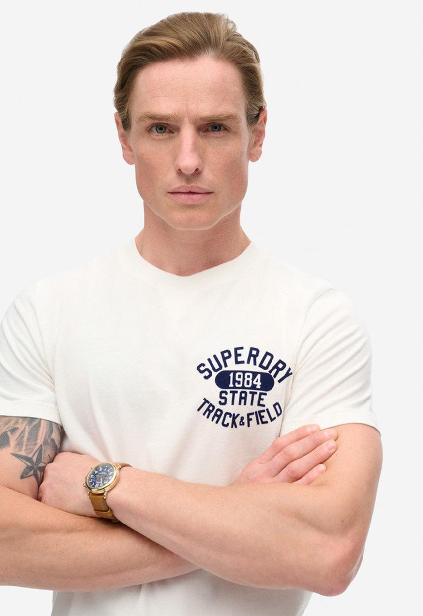 Superdry. - Track & filed graphic T-shirt - New Chalk White