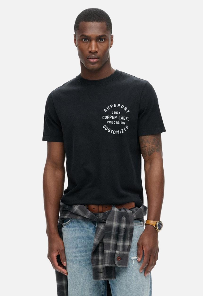 Superdry. - Copper label chest graphic tee - Jet Black