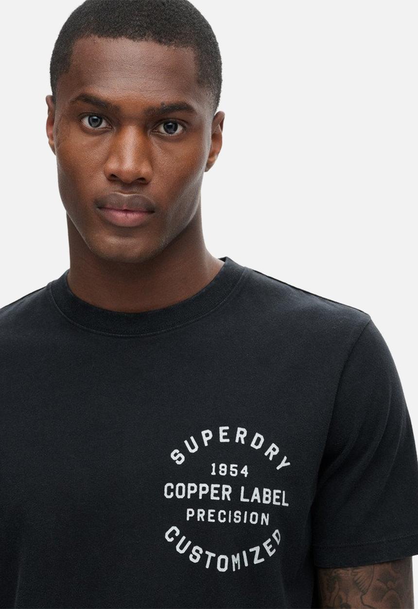 Superdry. - Copper label chest graphic tee - Jet Black