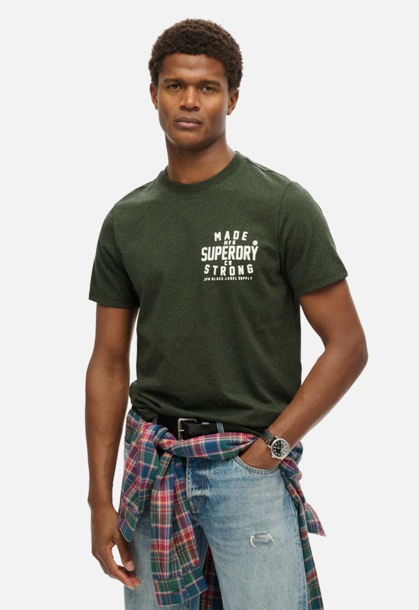 Superdry. - Machined Goods Workwear tee - Dark Olive Marl