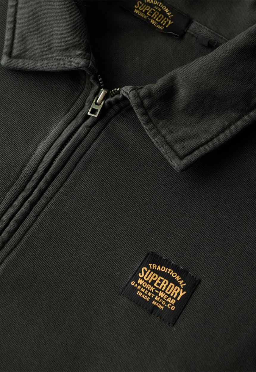 Superdry. - Contrast stitch half zip thru - Washed Black
