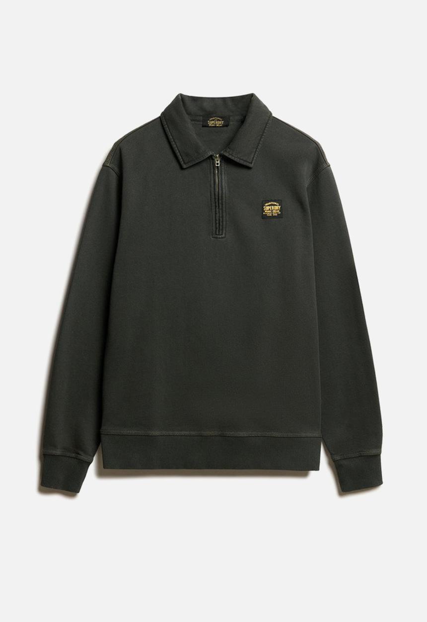 Superdry. - Contrast stitch half zip thru - Washed Black