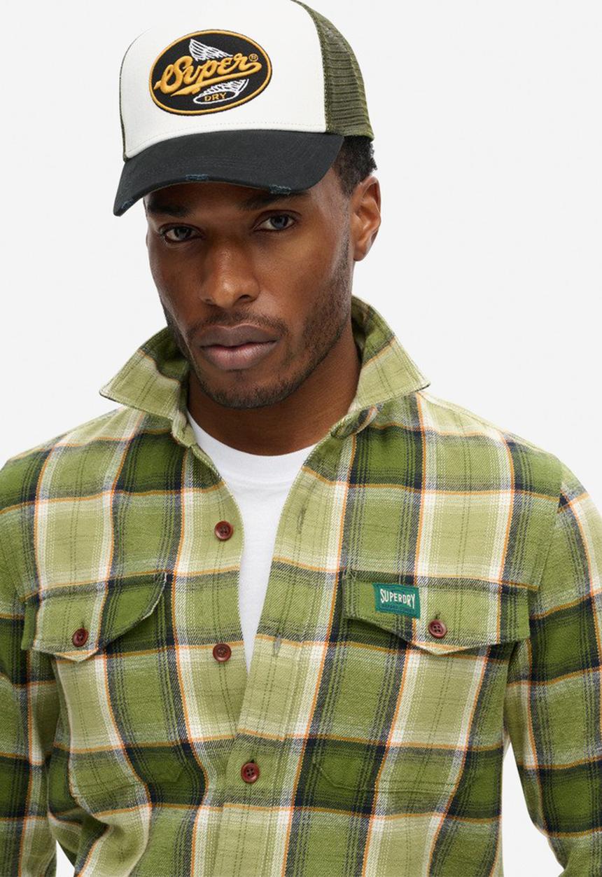 Superdry. - Cotton worked check shirt - Yosemite Check Green