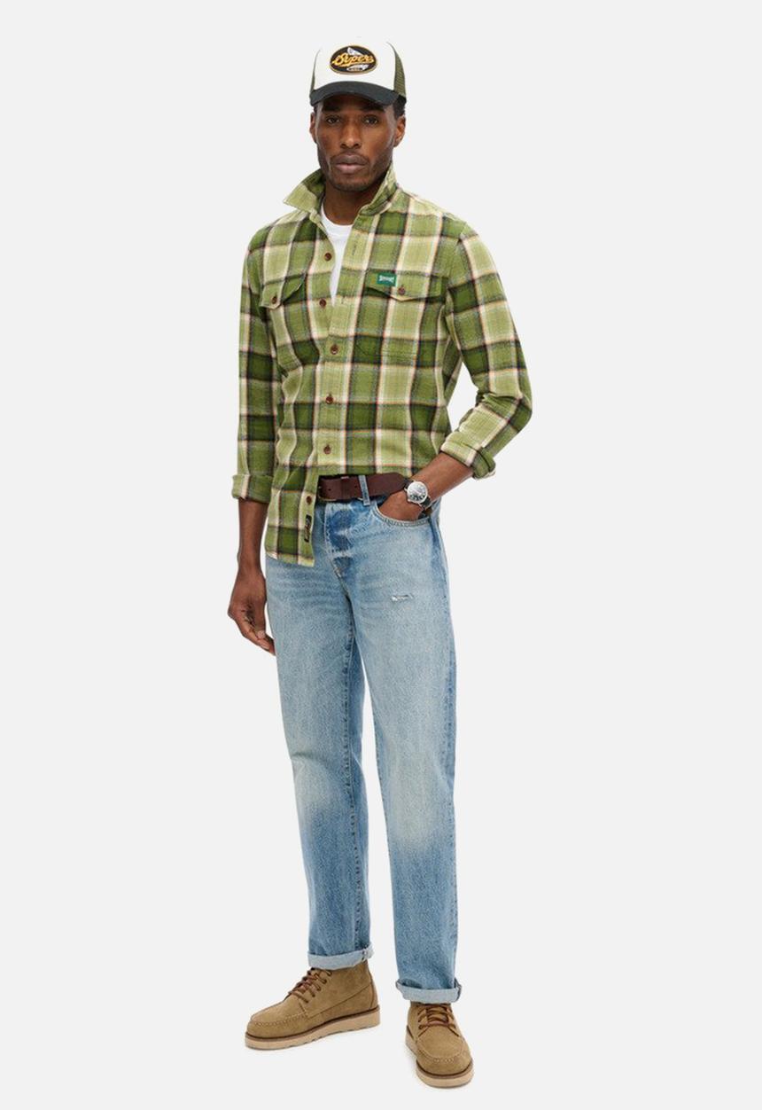 Superdry. - Cotton worked check shirt - Yosemite Check Green