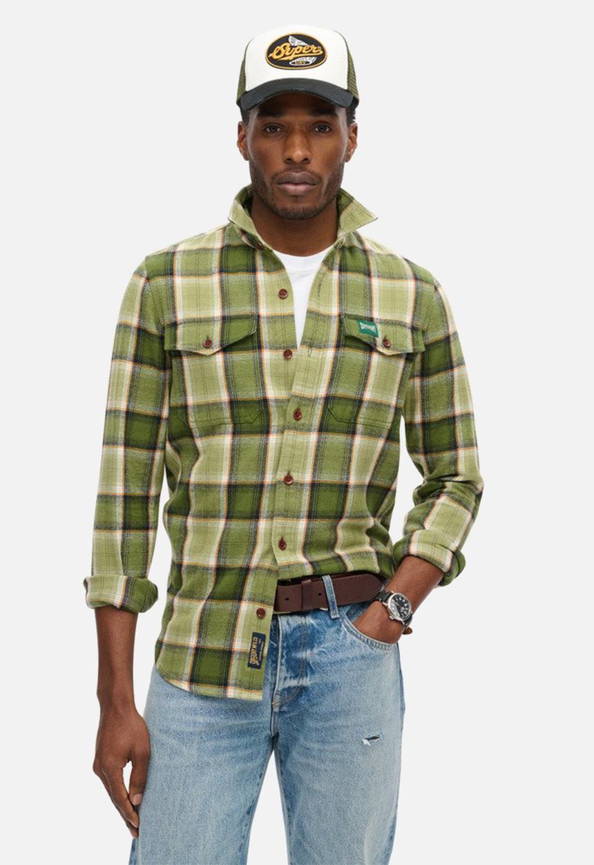 Superdry. - Cotton worked check shirt - Yosemite Check Green