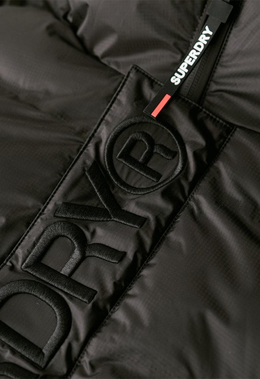 Superdry. - Hooded city graphic puffer jacket - black
