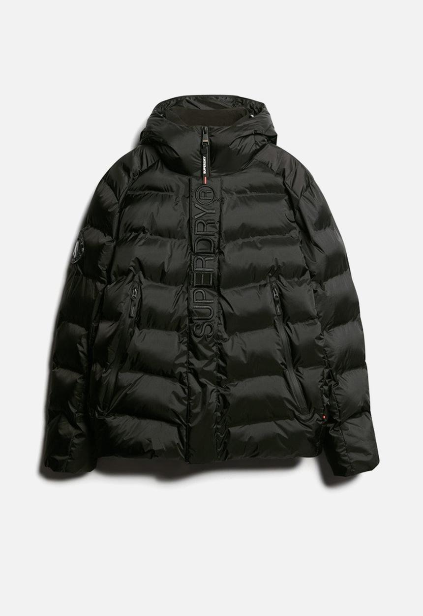 Superdry. - Hooded city graphic puffer jacket - black
