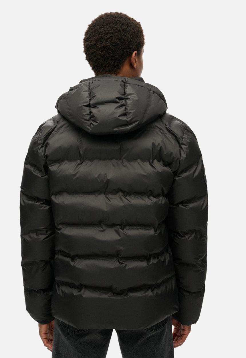 Superdry. - Hooded city graphic puffer jacket - black