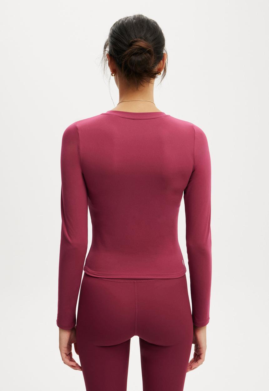 Cotton On - Ultra Soft Fitted Long Sleeve Top - Sangria