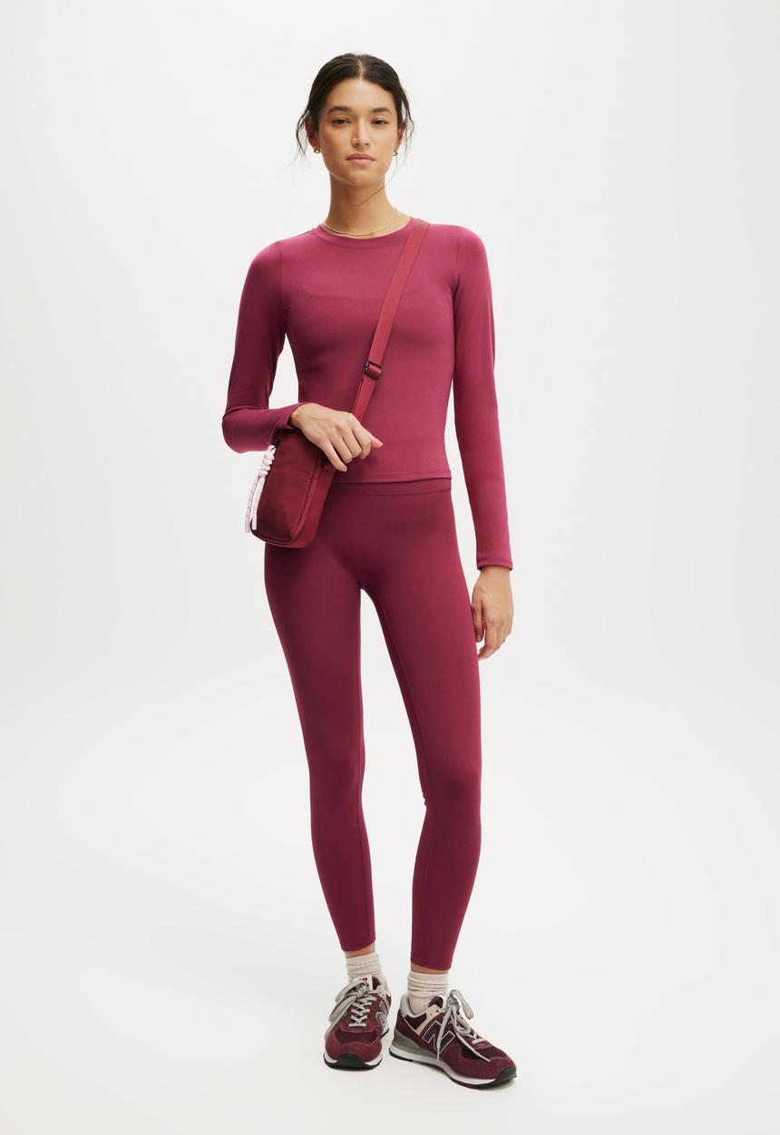 Cotton On - Ultra Soft Fitted Long Sleeve Top - Sangria