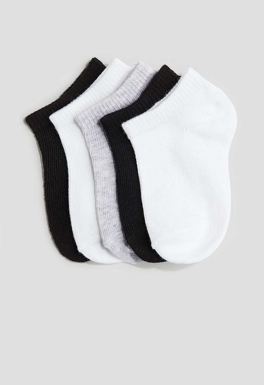 H&M - 5-pack trainer socks - black,white,grey