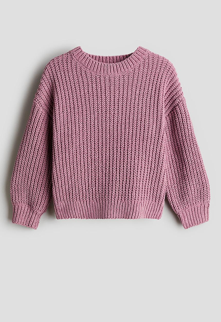 H&M - Knitted chenille jumper - dark dusty pink 