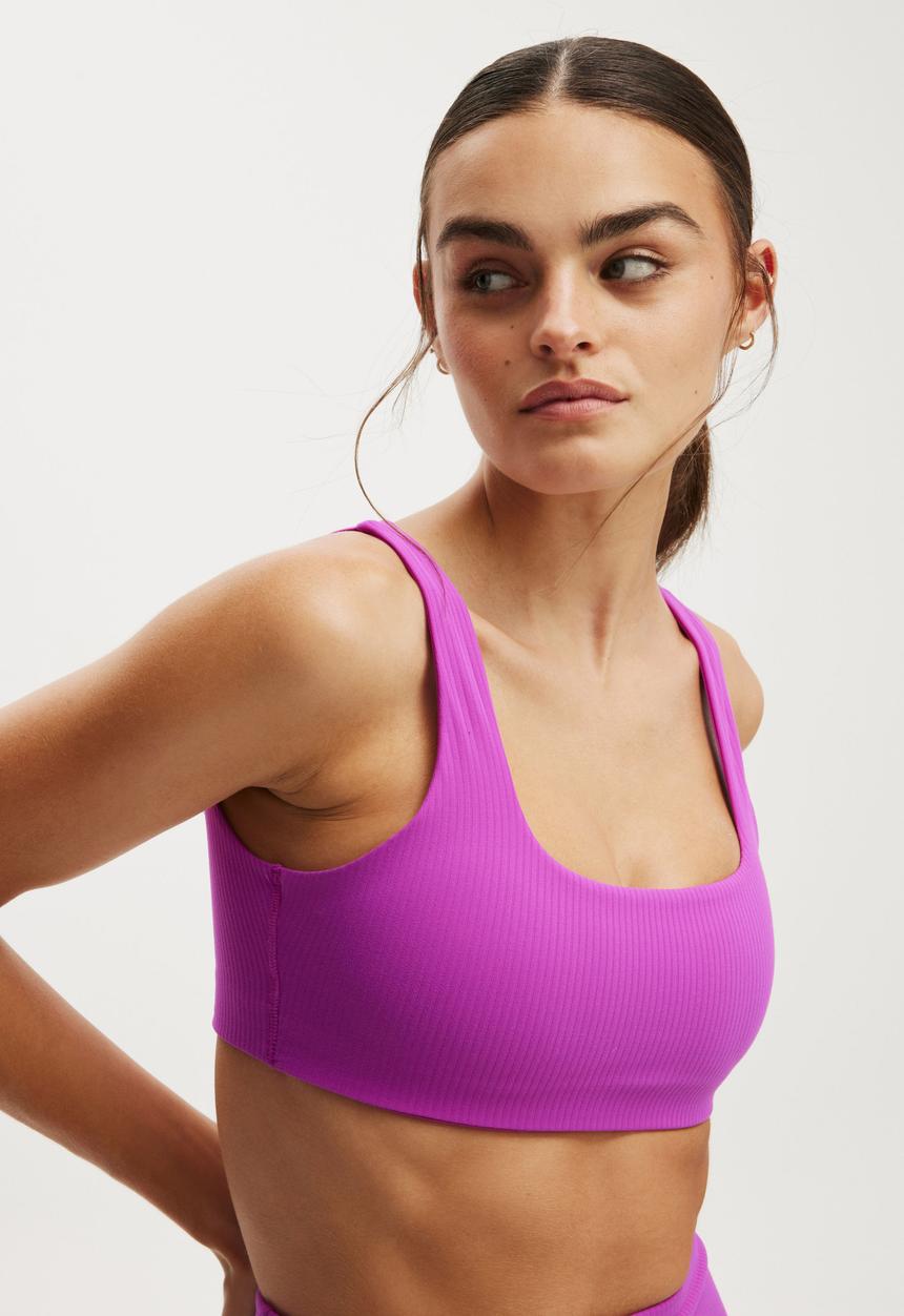 Cotton On - Ultra Soft Rib Crop - Passion Plum