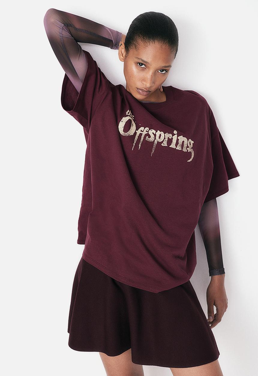 H&M - Oversized printed T-shirt - dark pink the offspring