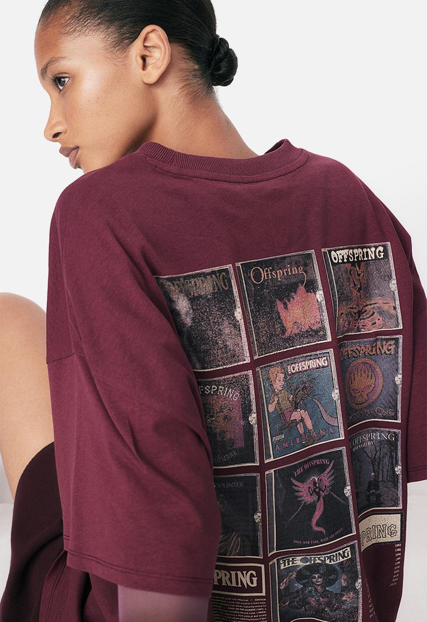 H&M - Oversized printed T-shirt - dark pink the offspring