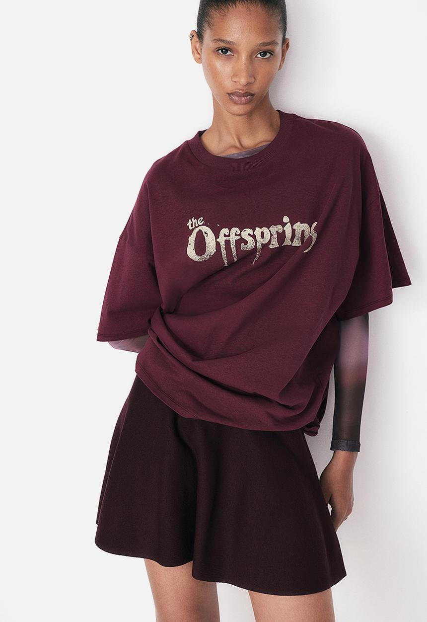 H&M - Oversized printed T-shirt - dark pink the offspring