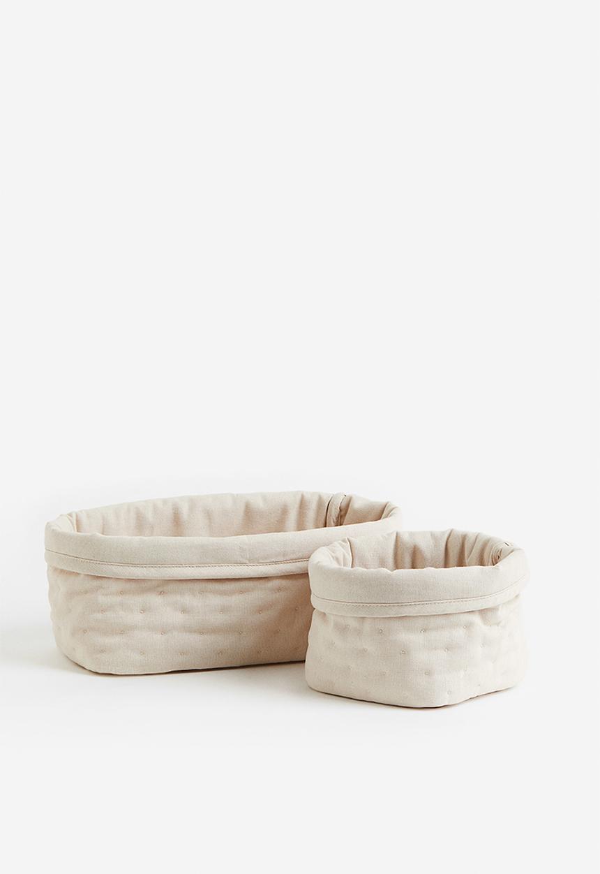 H&M - 2 Pack quilted storage baskets - light beige