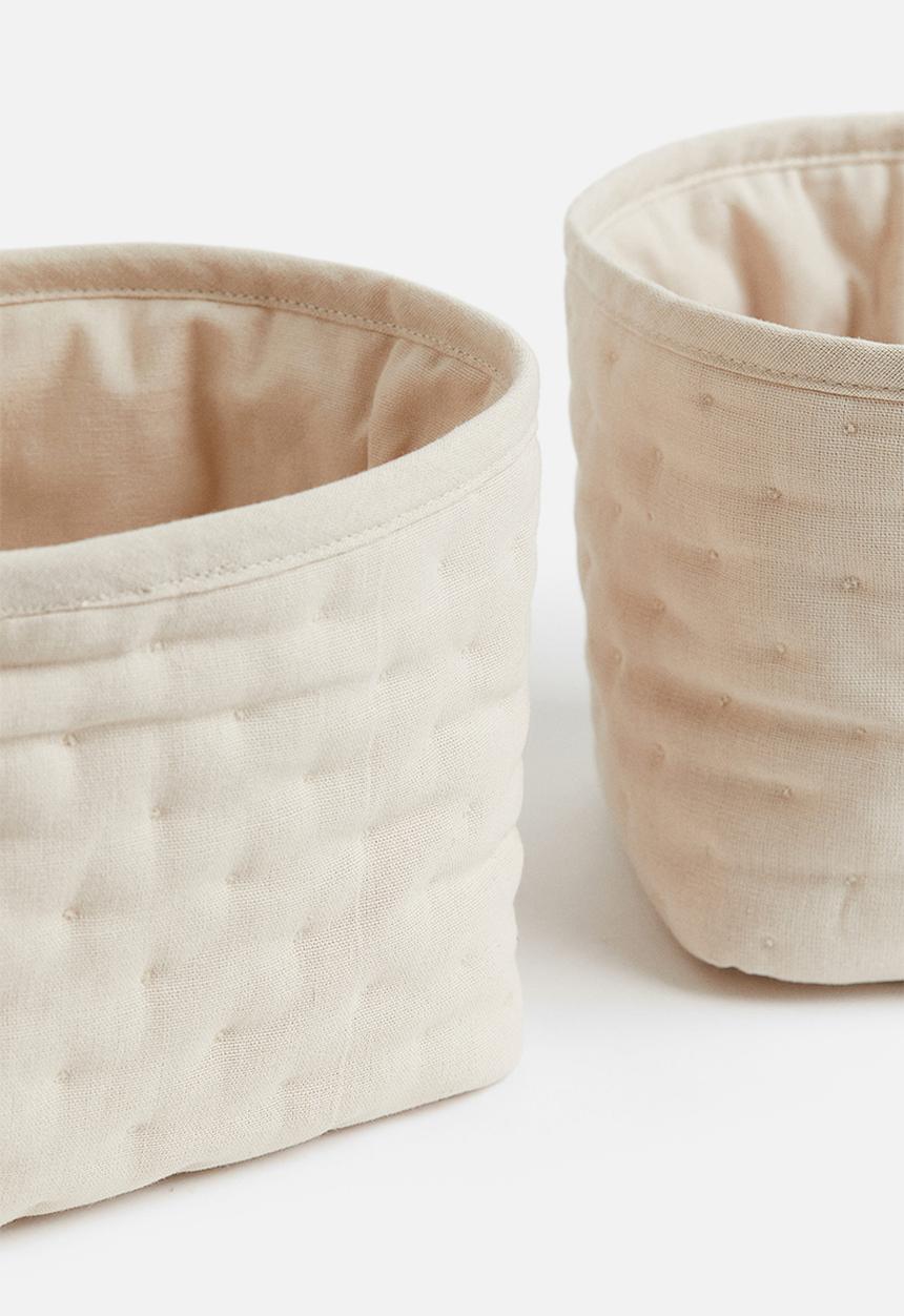 H&M - 2 Pack quilted storage baskets - light beige