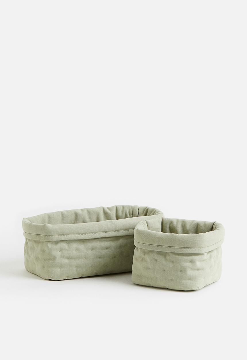 H&M - 2 Pack quilted storage baskets - sage green