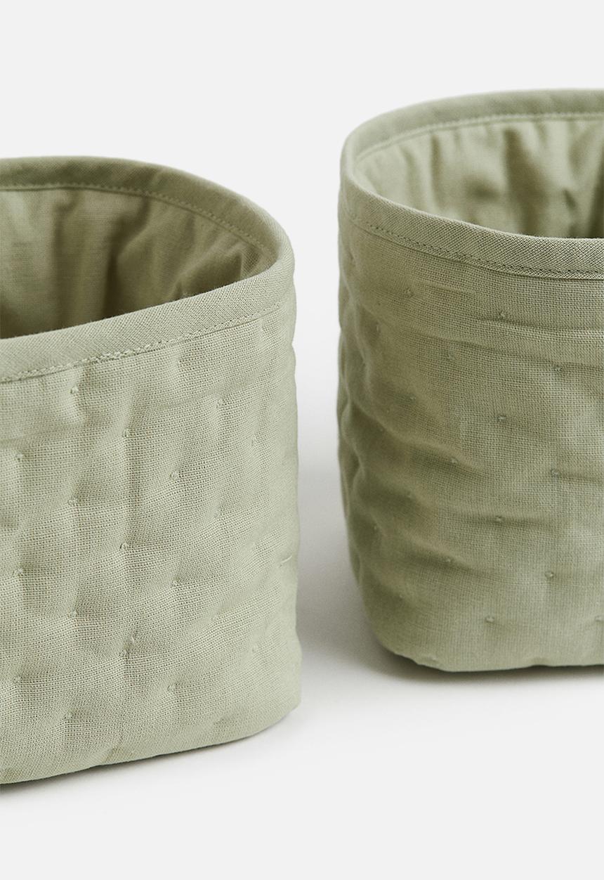 H&M - 2 Pack quilted storage baskets - sage green