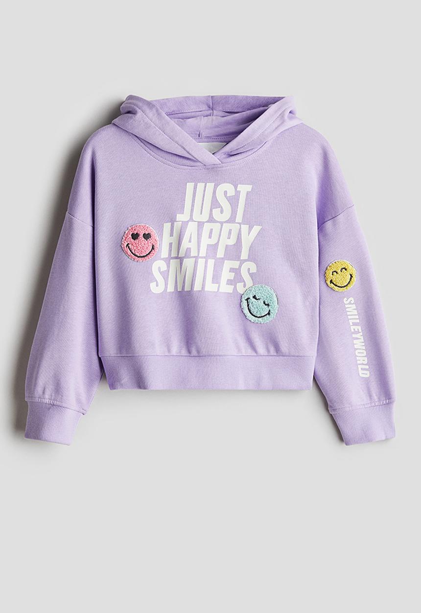 H&M - Printed hoodie -  light purple/emojis 