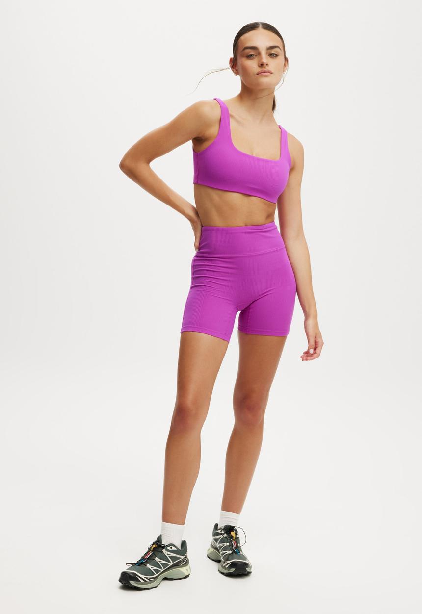 Cotton On - Ultra Soft Rib Bike Short - Passion Plum