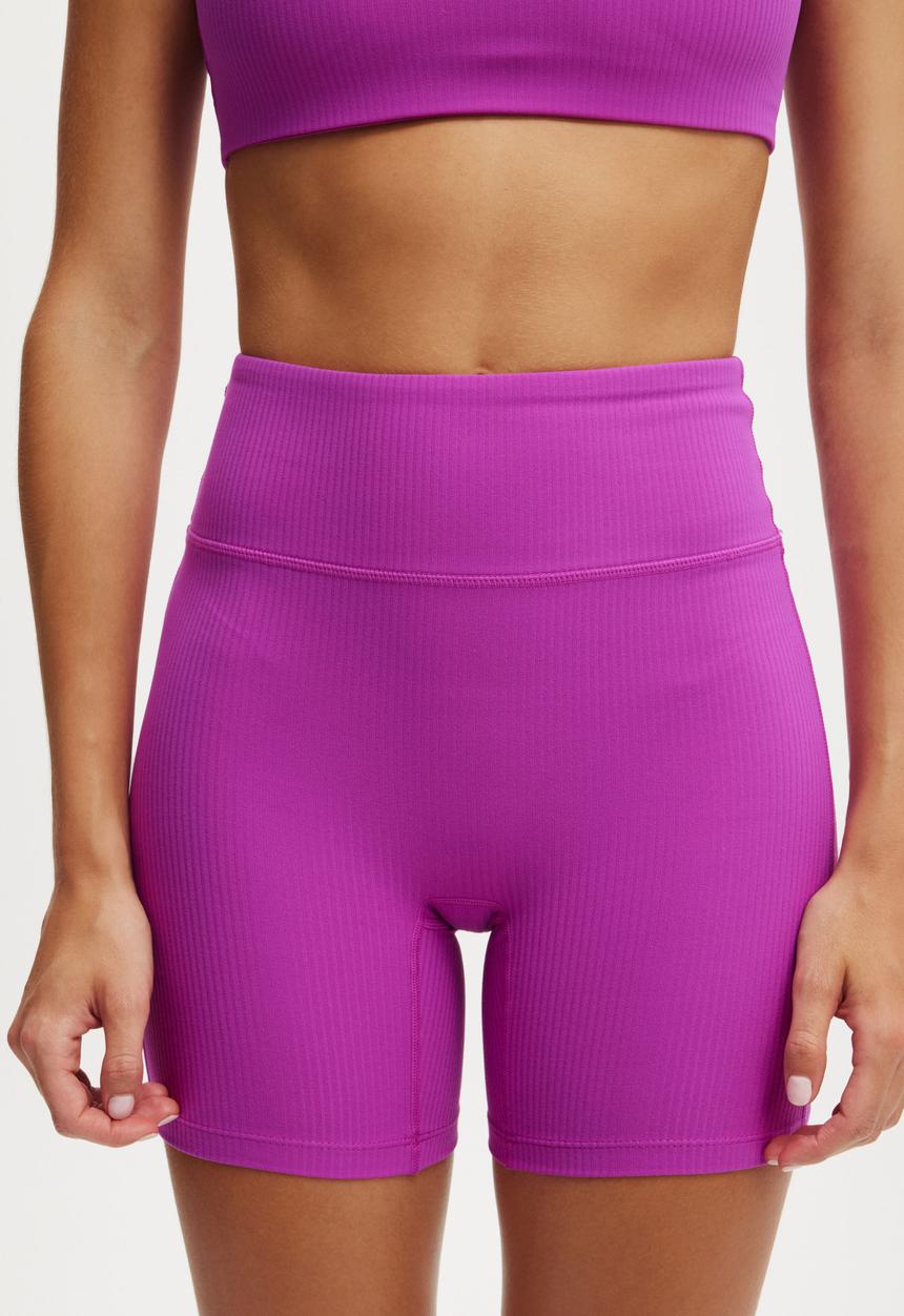 Cotton On - Ultra Soft Rib Bike Short - Passion Plum