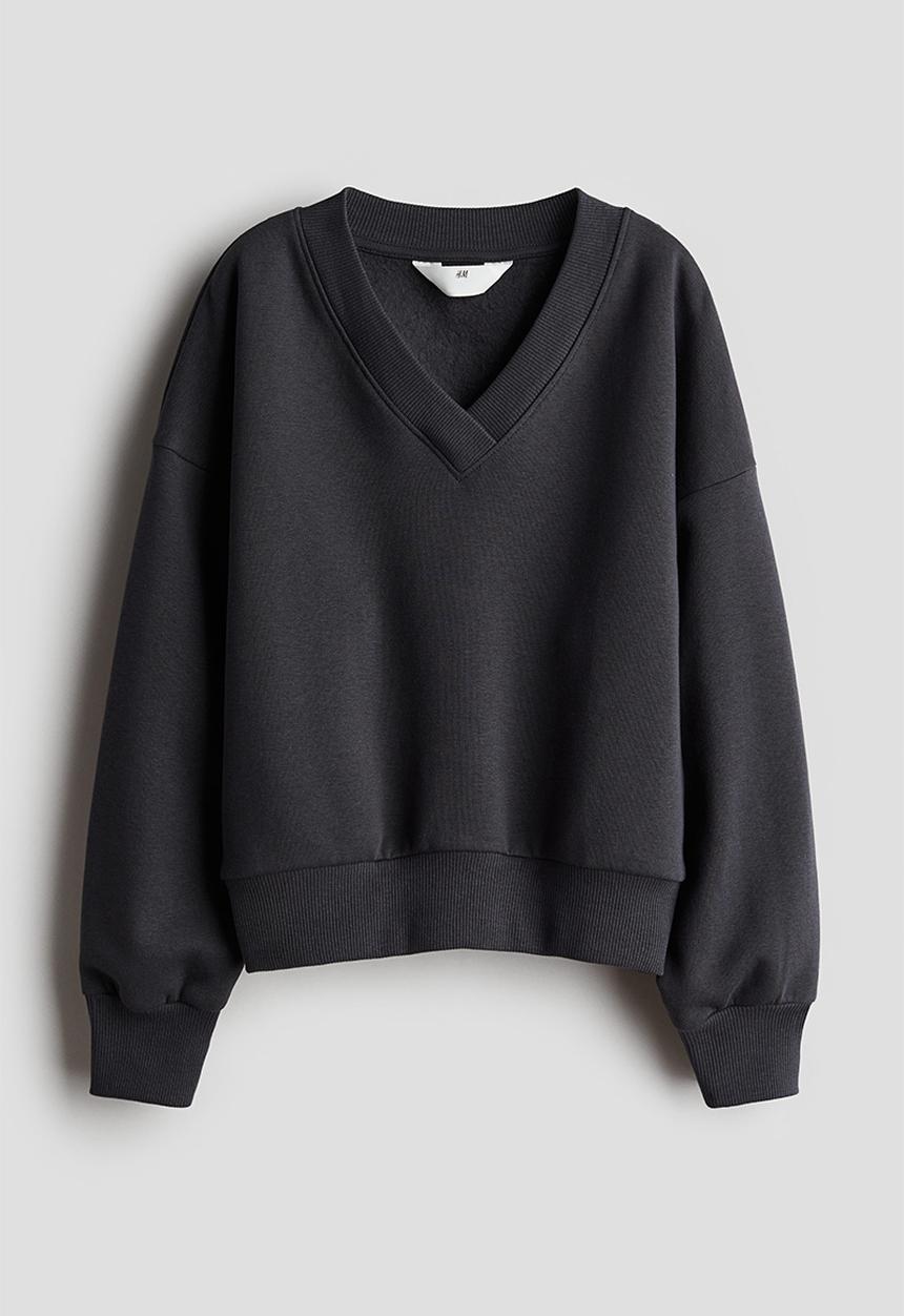 H&M - V-neck sweatshirt - dark grey 