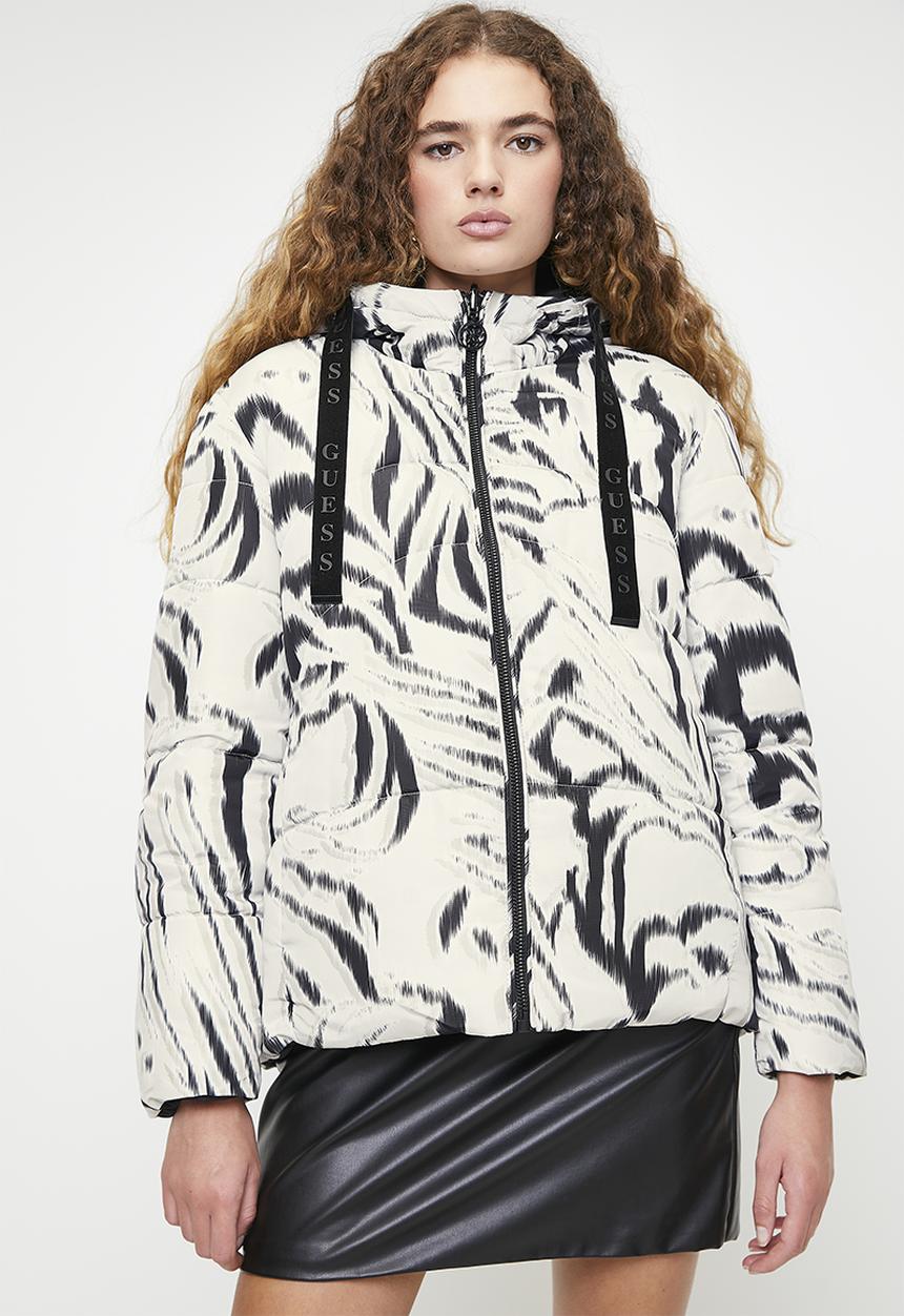 GUESS - Emelie Reversible Puffer - Zebra Skin Print