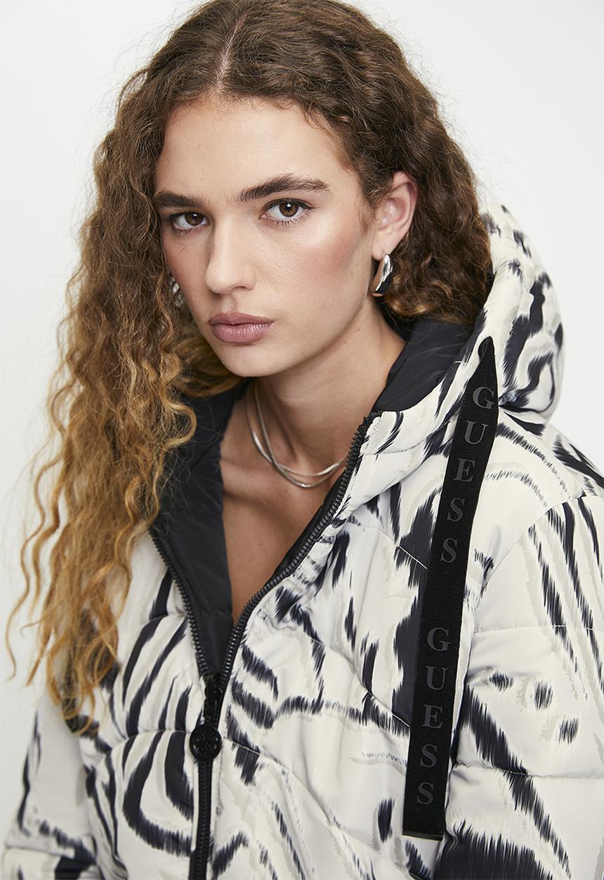 GUESS - Emelie Reversible Puffer - Zebra Skin Print