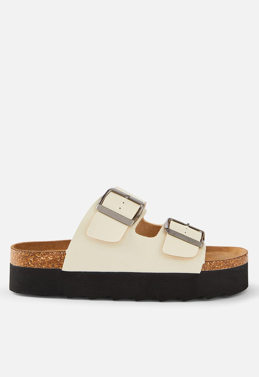 Cotton On - Rex flatform buckle slide - ecru smooth