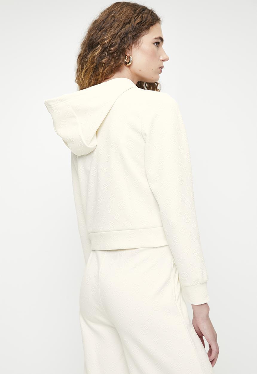 GUESS - Peony logo hoodie sweatshirt - peony dove white aop