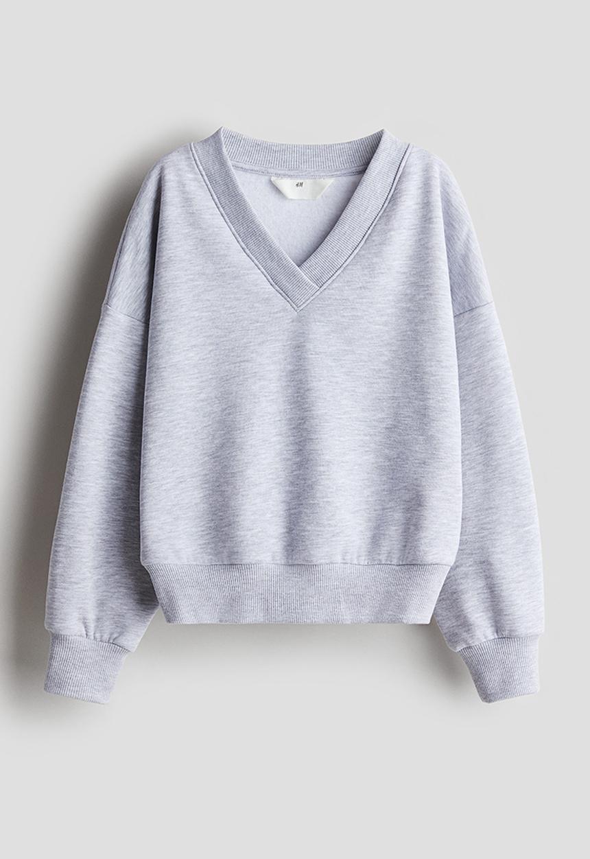 H&M - V-neck sweatshirt - light grey marl 