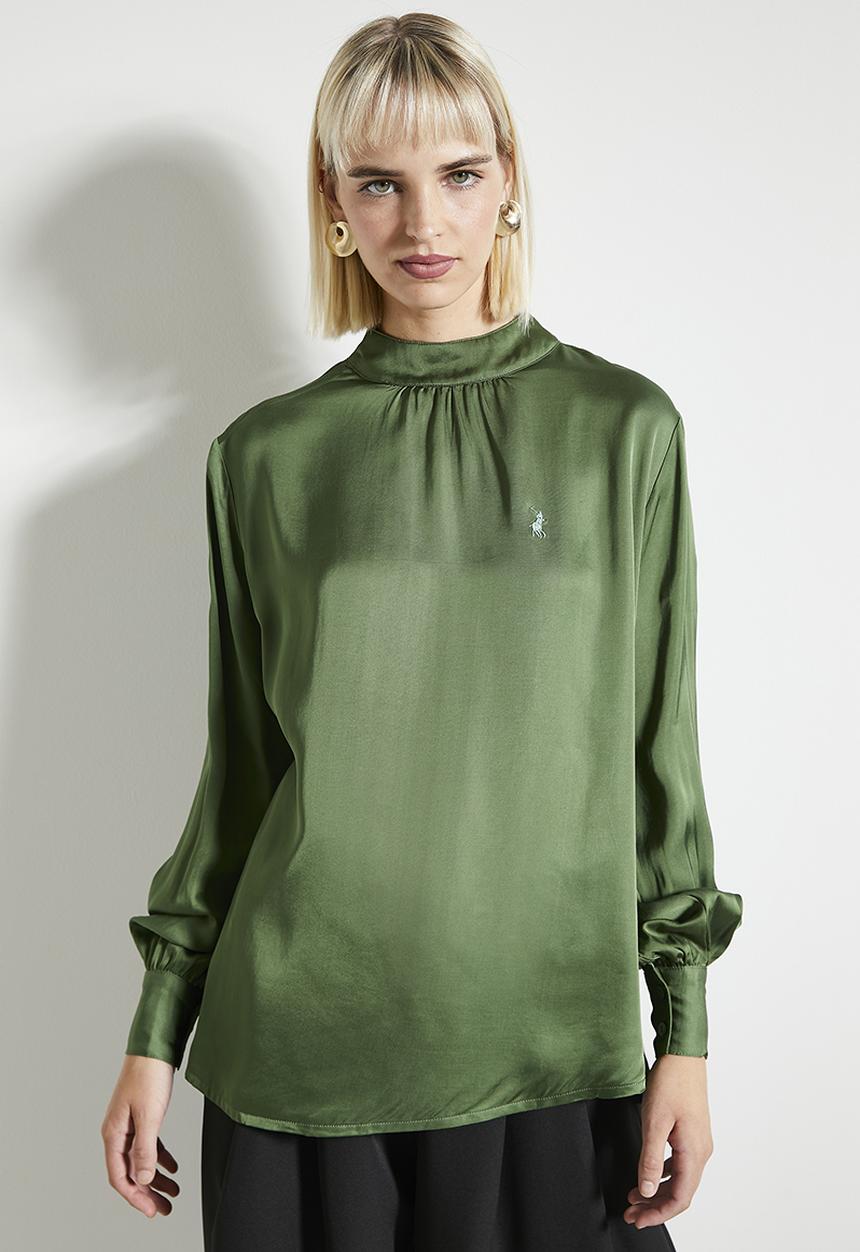 POLO - Wmn nadia long sleeve blouse - pine green	