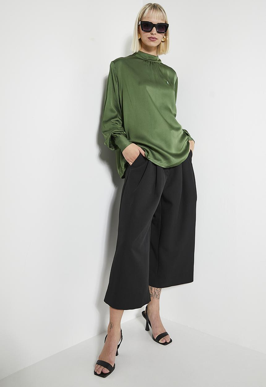 POLO - Wmn nadia long sleeve blouse - pine green	