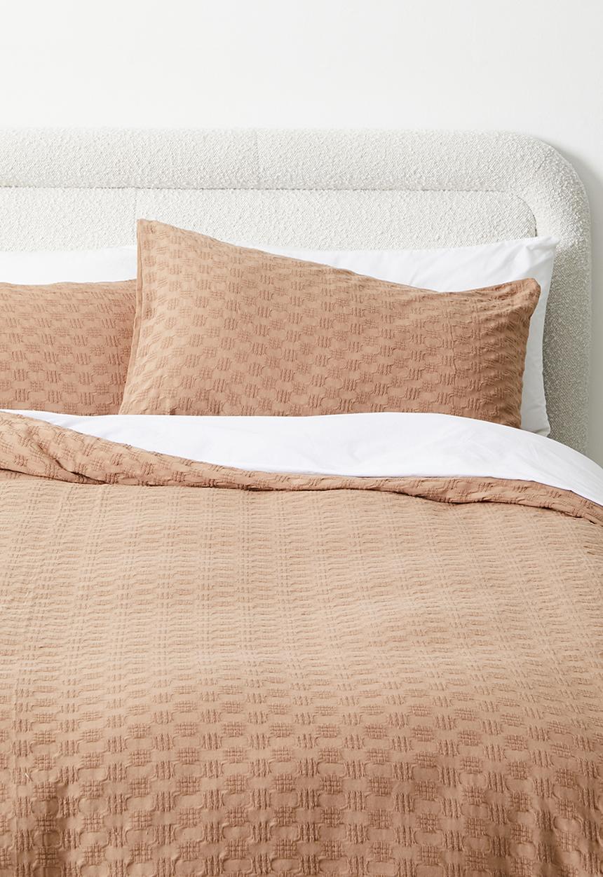 Sixth Floor - Cotton Waffle Seersucker Duvet Set - Rust