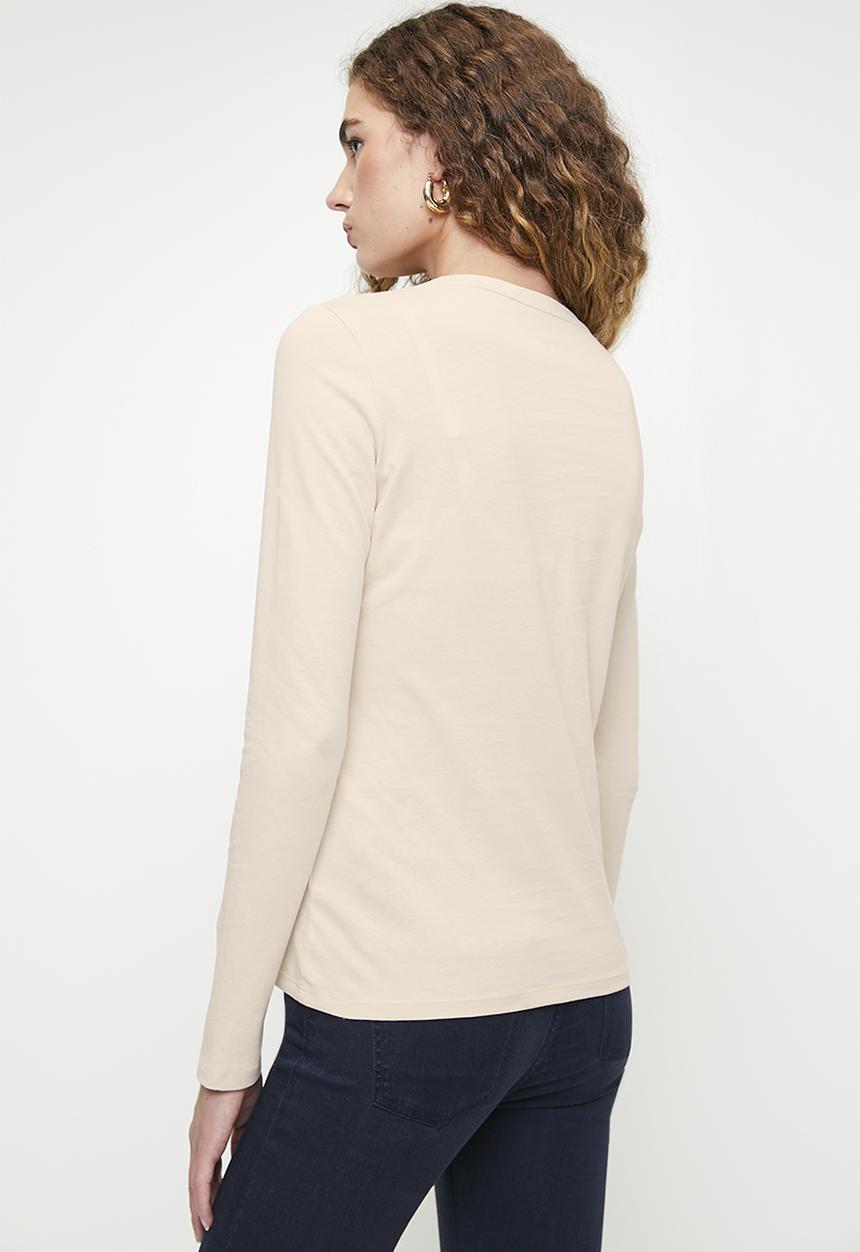 GUESS - Ls Rn Icon Tee - Pearl Oyster