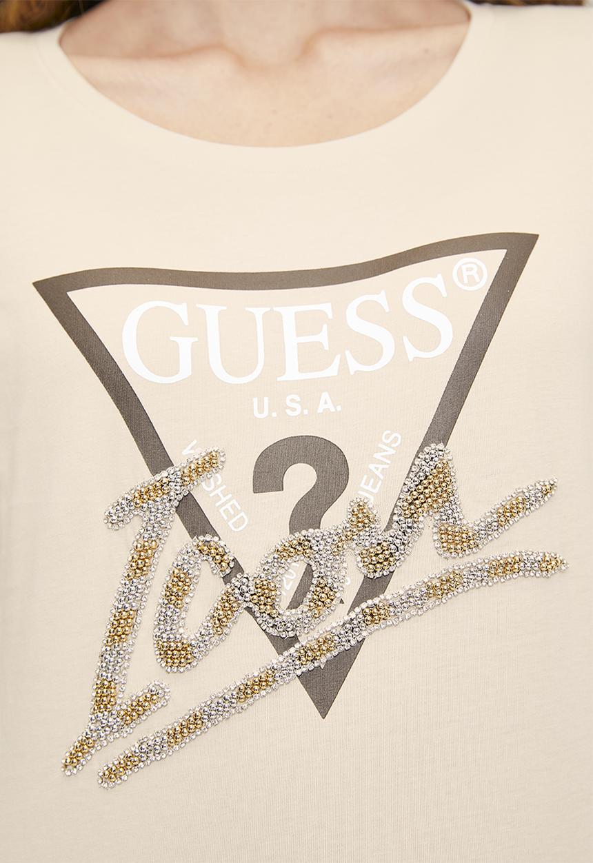 GUESS - Ls Rn Icon Tee - Pearl Oyster