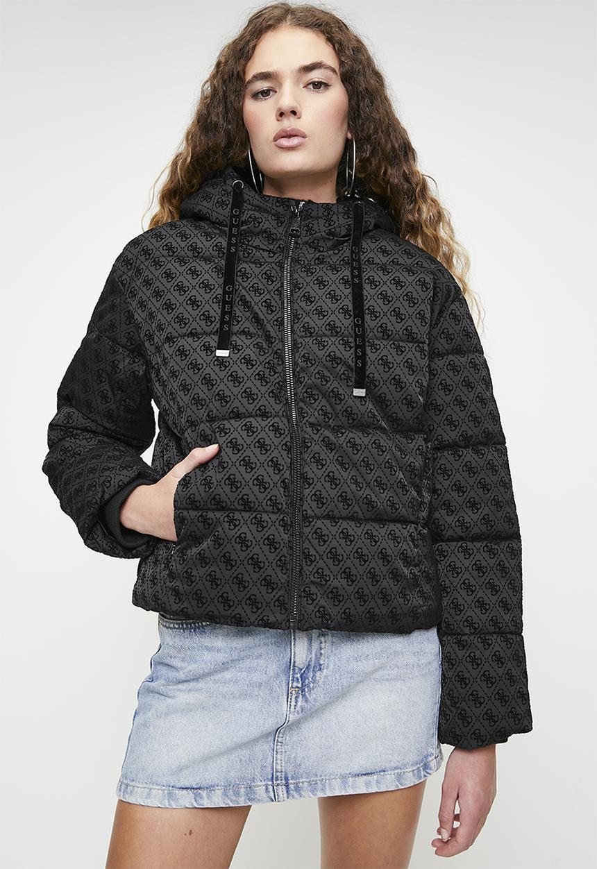 GUESS - Daisy Puffer Logo Flock - Peony Logo Black