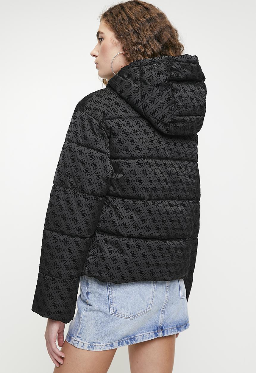 GUESS - Daisy Puffer Logo Flock - Peony Logo Black