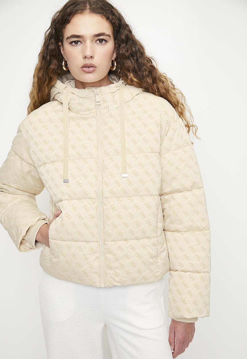 GUESS - Daisy Puffer Logo Flock - Peony Logo Pearl