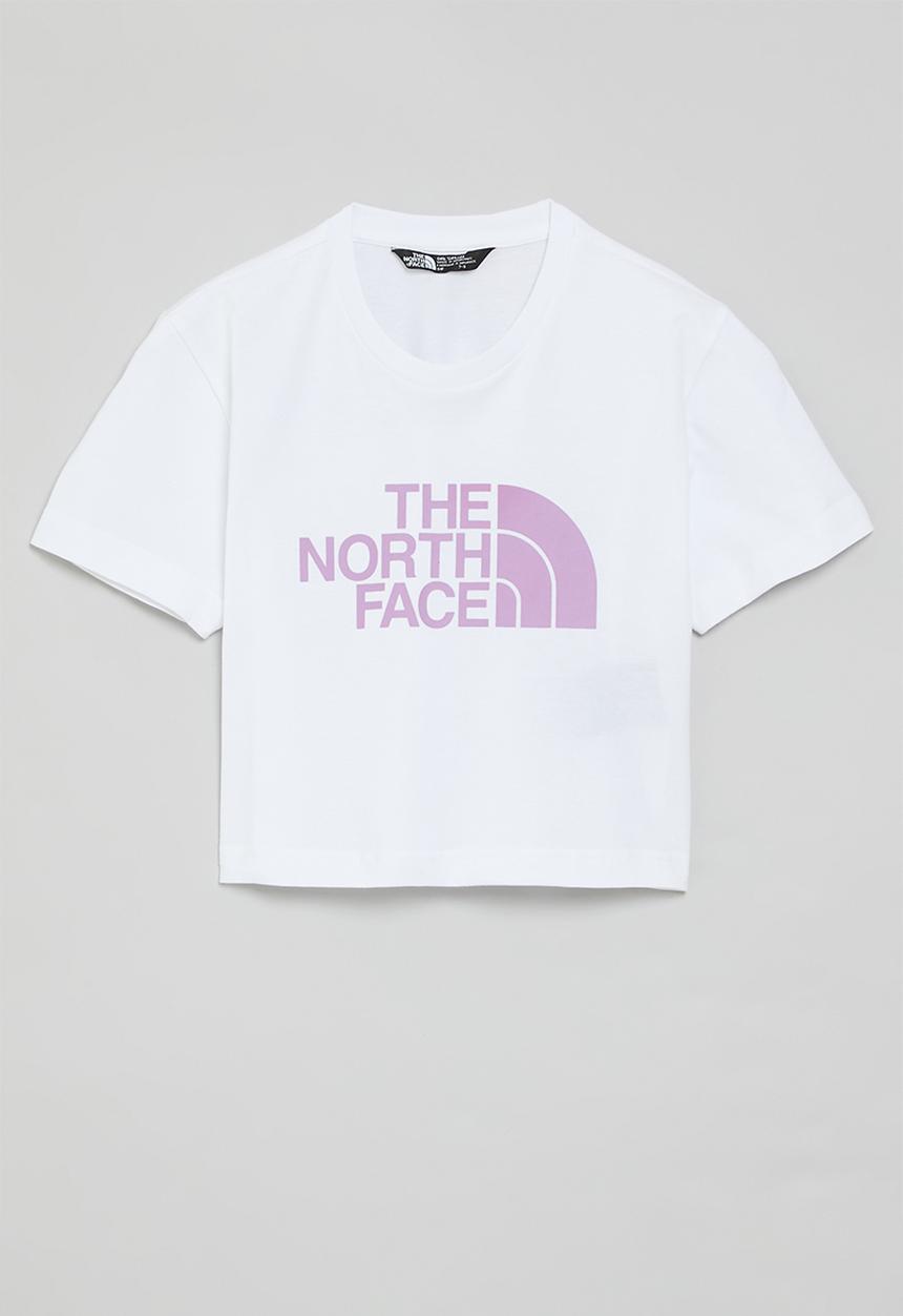 The North Face - G S/S Crop Easy Tee- White-Cyber Pink
