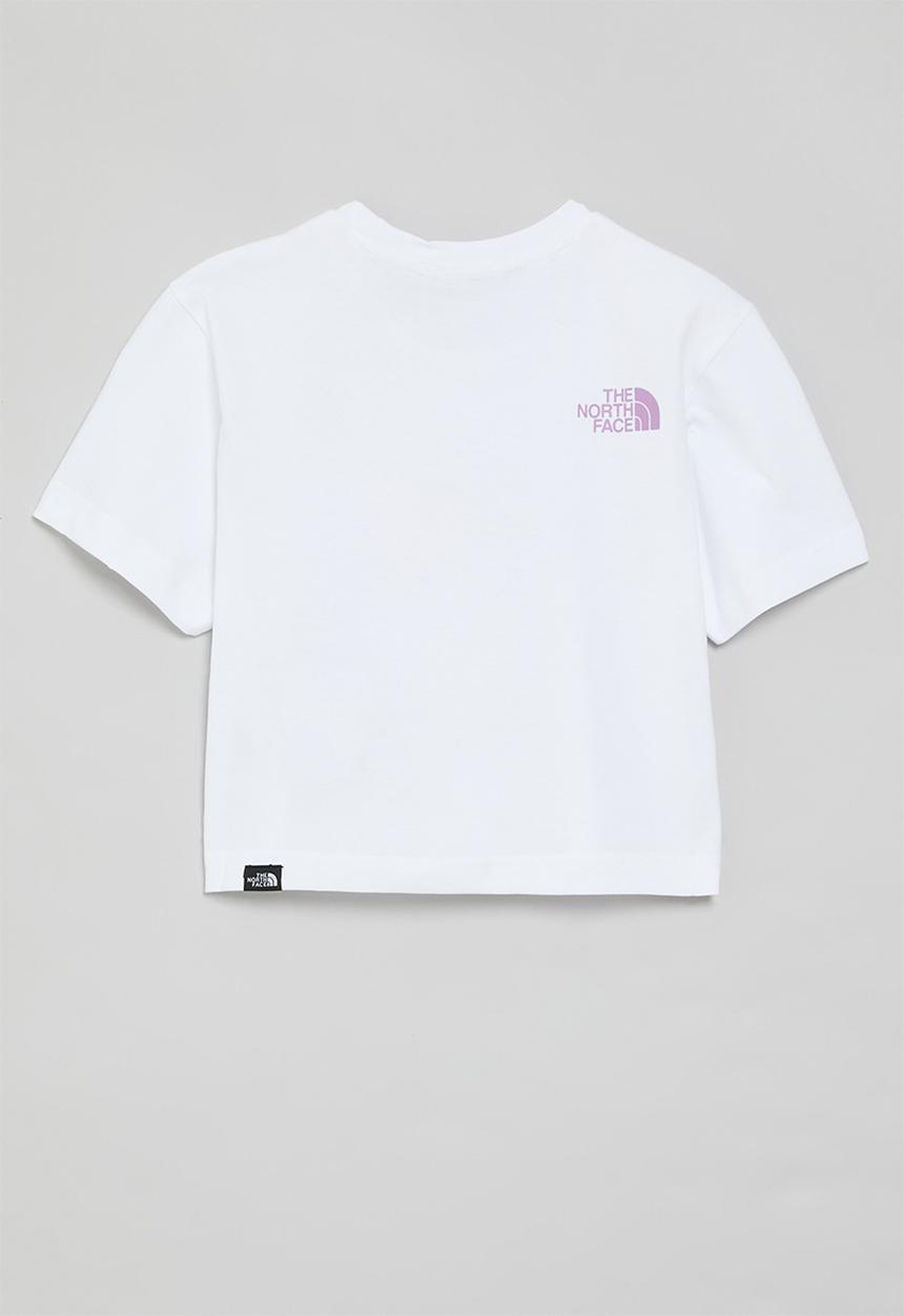 The North Face - G S/S Crop Easy Tee- White-Cyber Pink