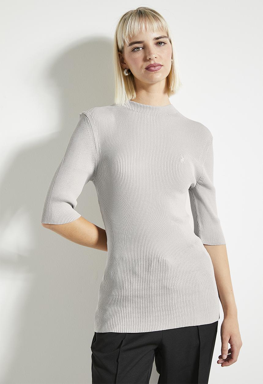 POLO - Wmn Amy Mock Neck Top - Putty