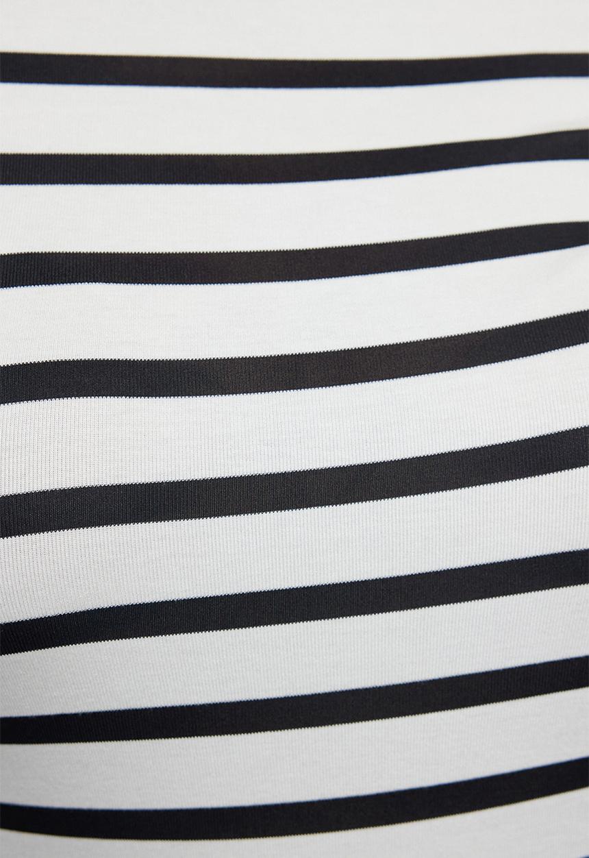 Trendyol - Striped Soft Stretchy Plus Size Blouse - Black-White 