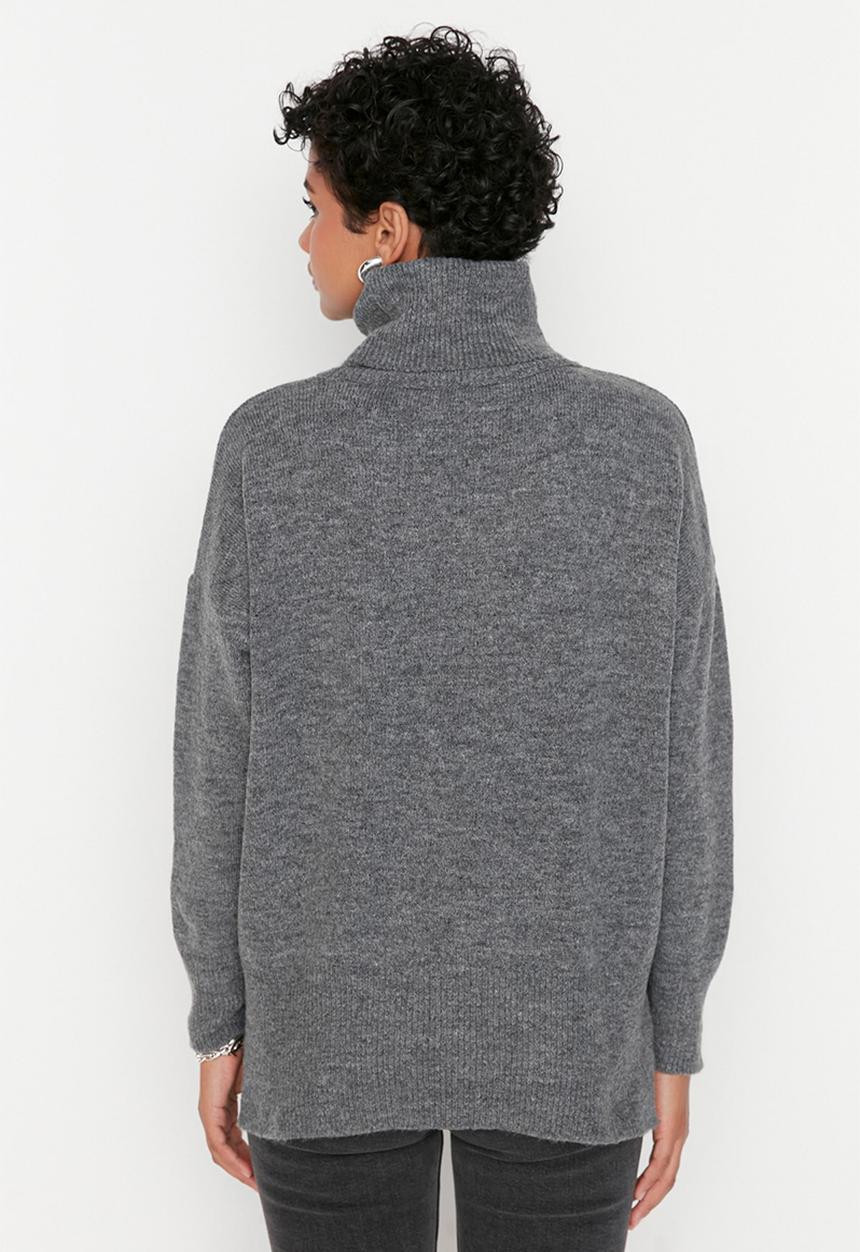 Trendyol - Soft textured turtleneck knitwear - anthracite 