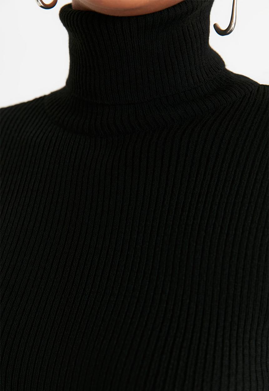 Trendyol - Basic turtleneck knit sweater - black 