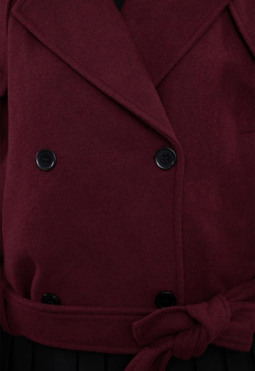Trendyol - Soft textured seasonal short oversize cashmere coat - claret red 