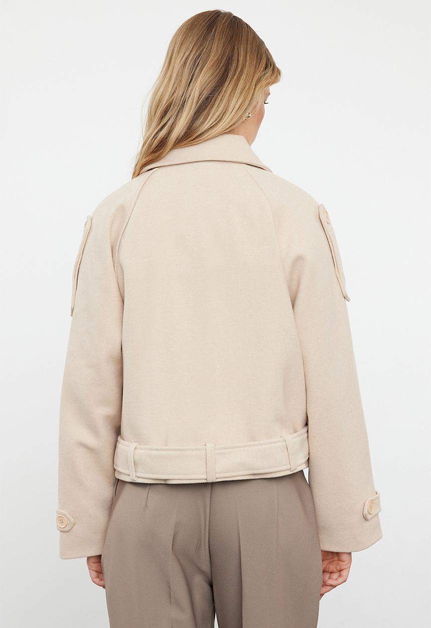 Trendyol - Soft textured seasonal short oversize cashmere coat - beige