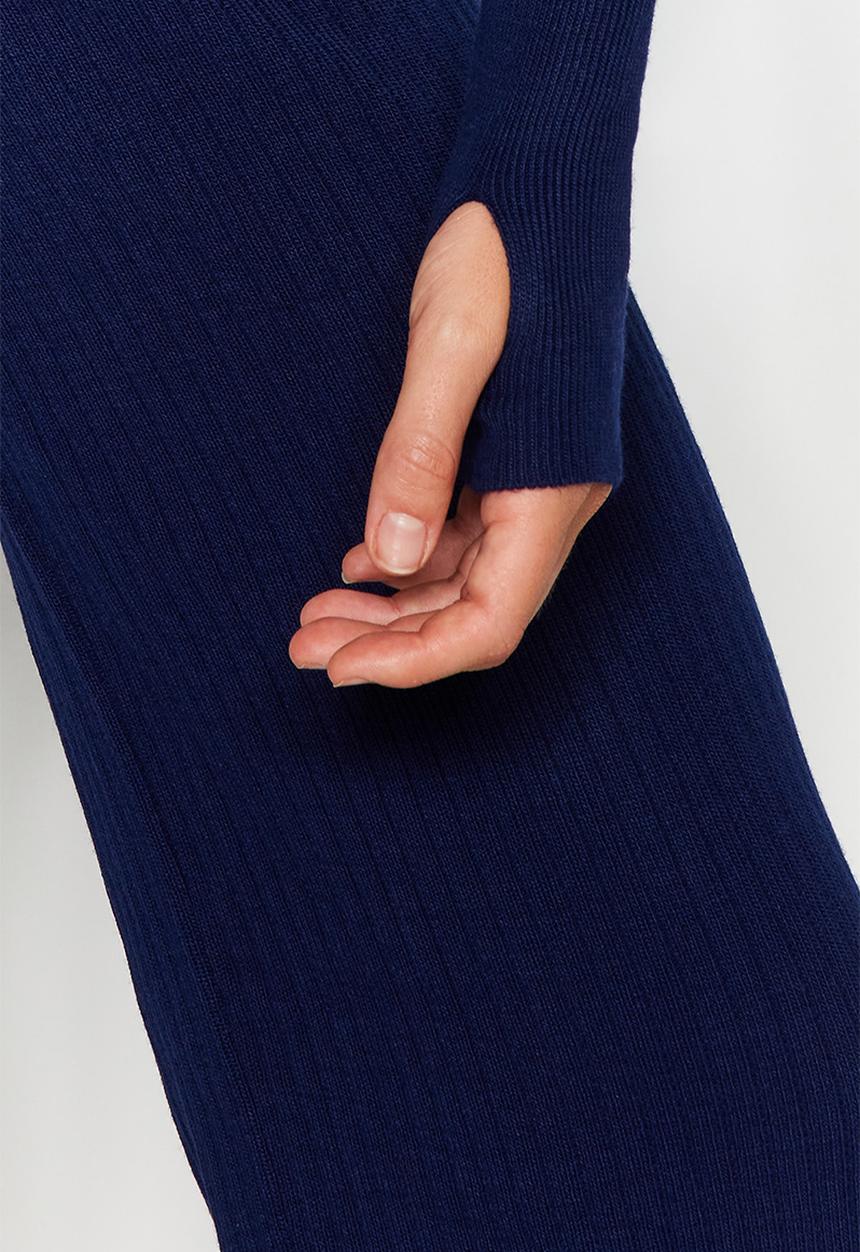 Trendyol - Basic finger detailed knitwear bottom-top set - navy blue